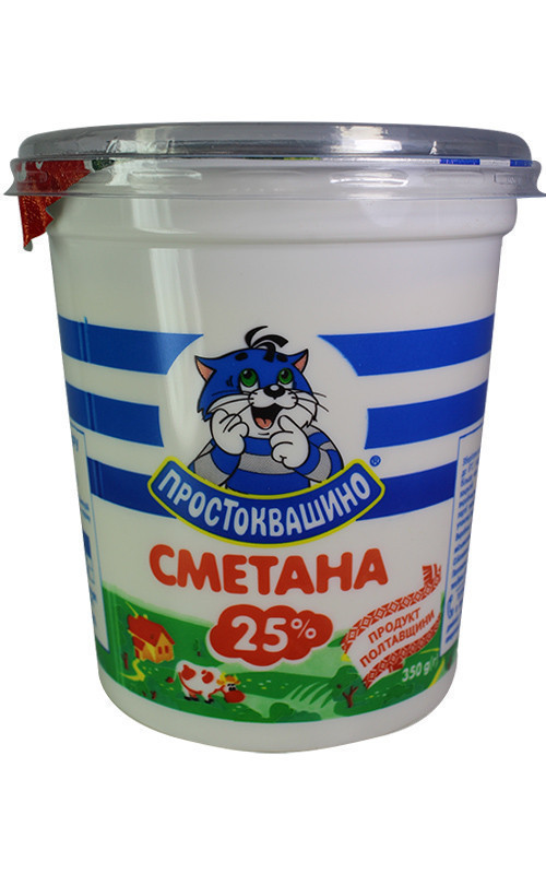 Сметана ПРОСТОКВАШИНО 25%, 325г, стакан пластиковий